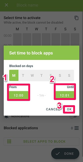 régler l'heure de la minuterie