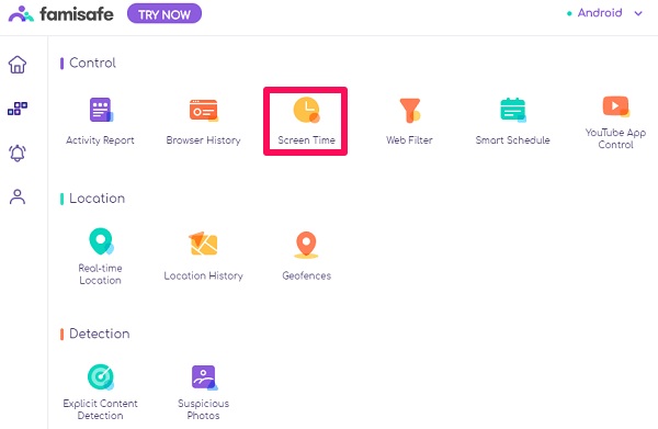 fonction de temps d'écran