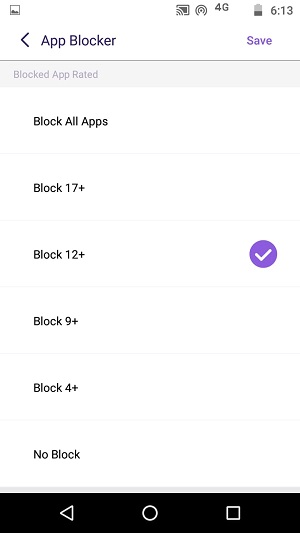 FamiSafe Block Apps basé sur le groupe d'âge