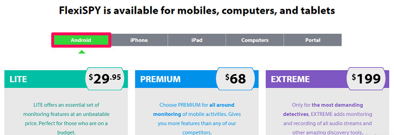 sélectionner l'appareil pour flexispy