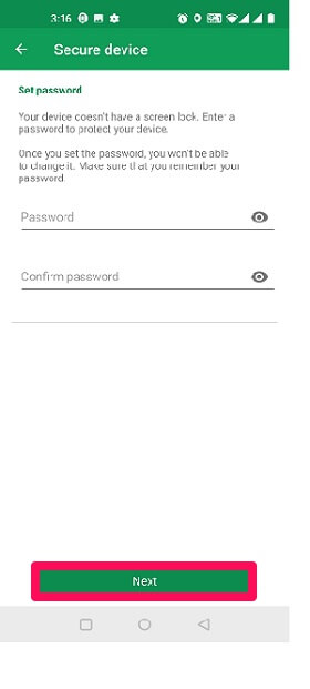 créer un mot de passe à distance