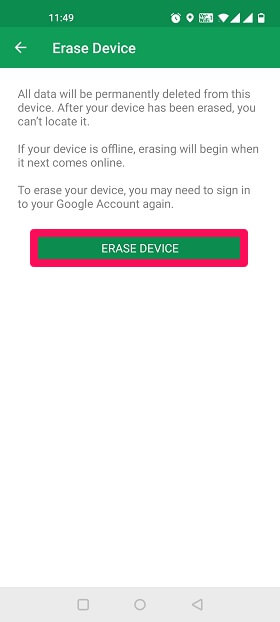 effacer les données de l'appareil