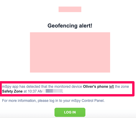 e-mail de géofencing mspy