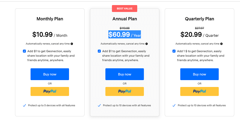 prix de l'application Android géofencing