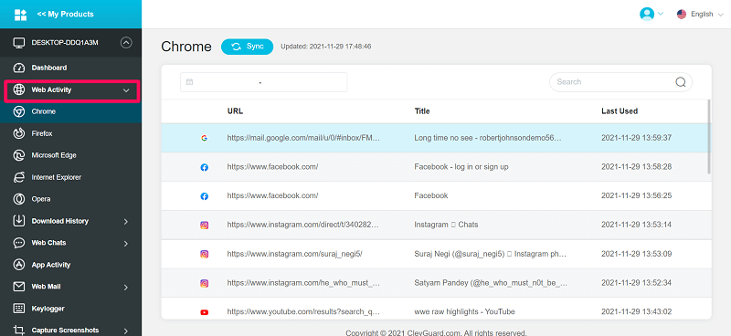suivre l'historique du navigateur