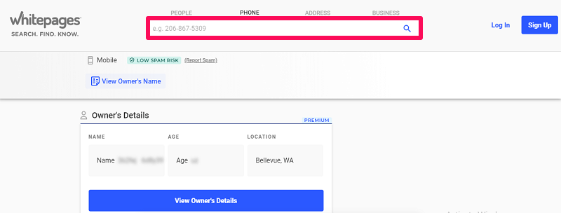 rechercher le numéro de téléphone