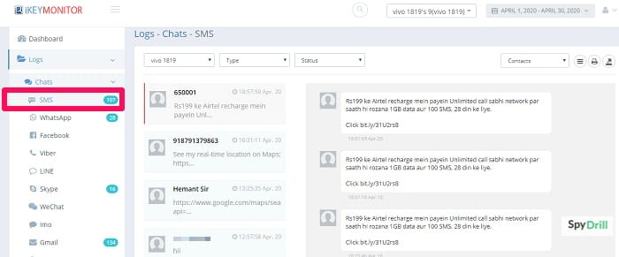 voir à qui quelqu'un envoie des SMS gratuitement
