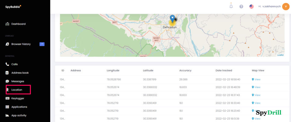 application de suivi de téléphone spybubble