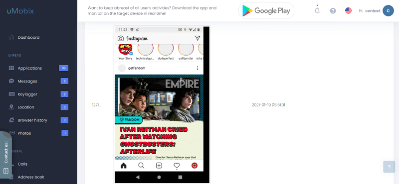 espionner le flux instagram