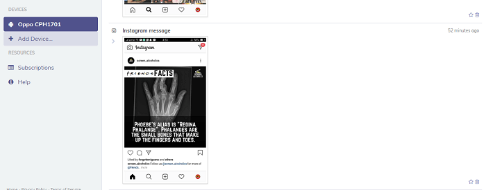 suivi du flux instagram