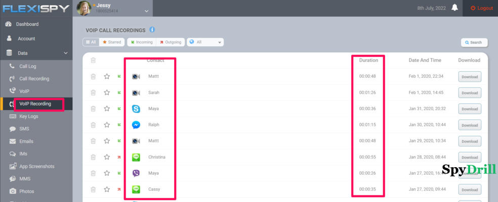 suivre les appels de sa femme