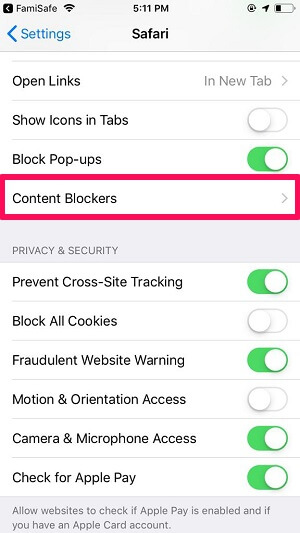 bloqueurs de contenu sur iOS
