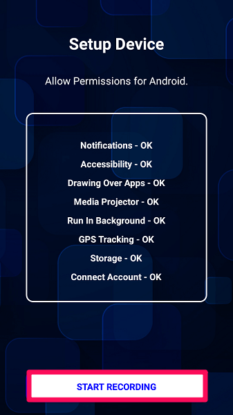 start recording the target device