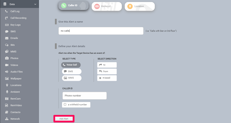 alerte de l'appelant
