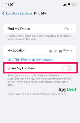 arrêter de partager la position sur trouver mon