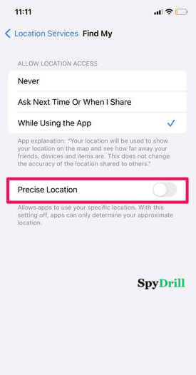 emplacement précis désactiver