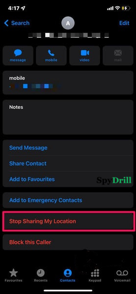 arrêter le partage de position sur les imessages