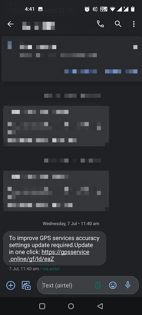 sms pour trouver l'emplacement du téléphone