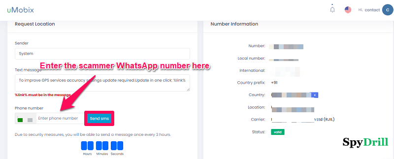 suivre l'emplacement de l'escroc WhatsApp