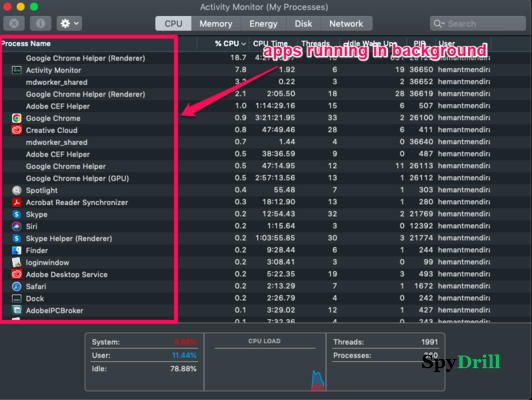 application fonctionnant en arrière-plan
